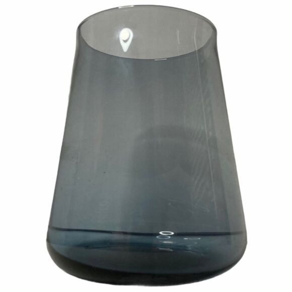 Mod Smokey Blue Glass Vase or Votive Candleholder - Picture 1 of 10